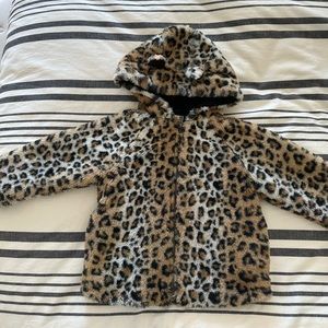 Girls baby gap 4T hooded leopard jacket